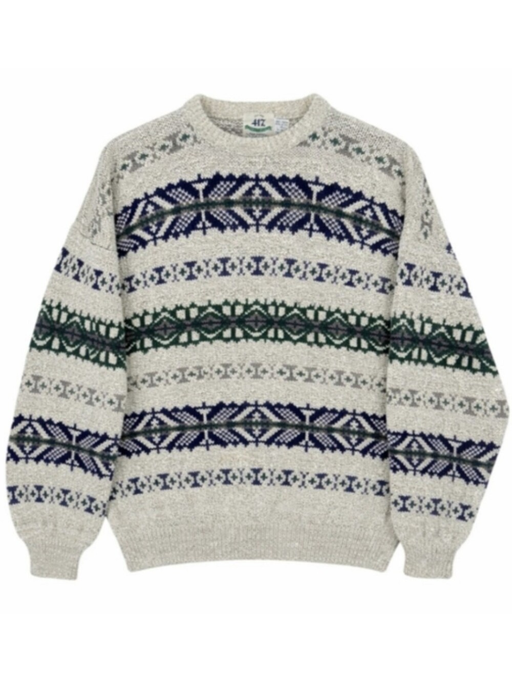 Vintage Nordic Cotton Knit Sweater Men’s XL Fair Isle Scandinavian Pattern USA